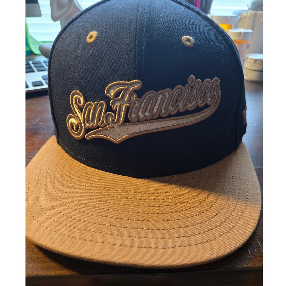 Fanatics San Francisco‎ Giants Fitted Hat 7 1/4 Black Tan Two Tone MLB Cap